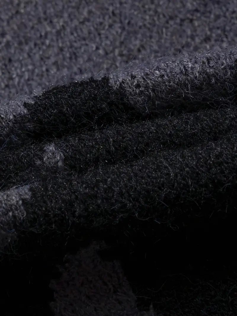 Men's Button Lapel Sweater – Alphabet Print, Long Sleeve Pullover, Casual Knitwear for Fall/Winter