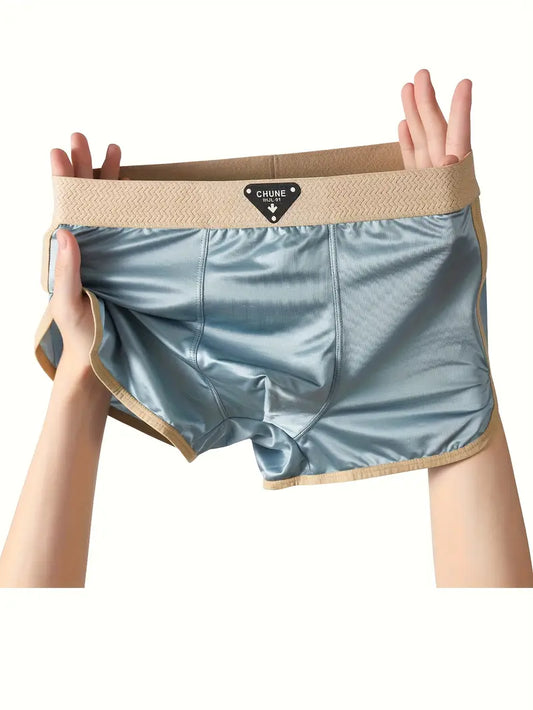 3pcs Men's Ice Fiber Boxer Briefs – Ultra-Thin Seamless Underwear, Breathable Full Coverage Fit