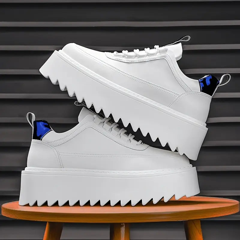 Men’s Trendy Thick-Soled Height-Increasing Sneakers – PU & Fabric Upper with Cushioned PVC Sole, Casual Sports Shoes for Everyday Style
