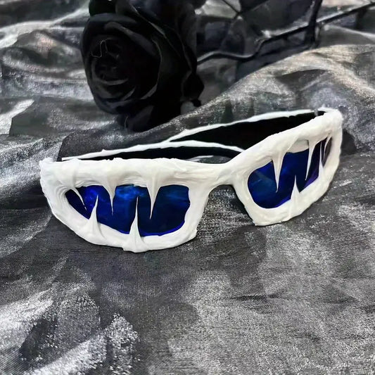 Y2K Wraparound Gradient Sunglasses – Oversized Black-to-Orange Red Lenses, Anime-Inspired Eyewear for Men & Women, Glare-Resistant Streetwear Accessory