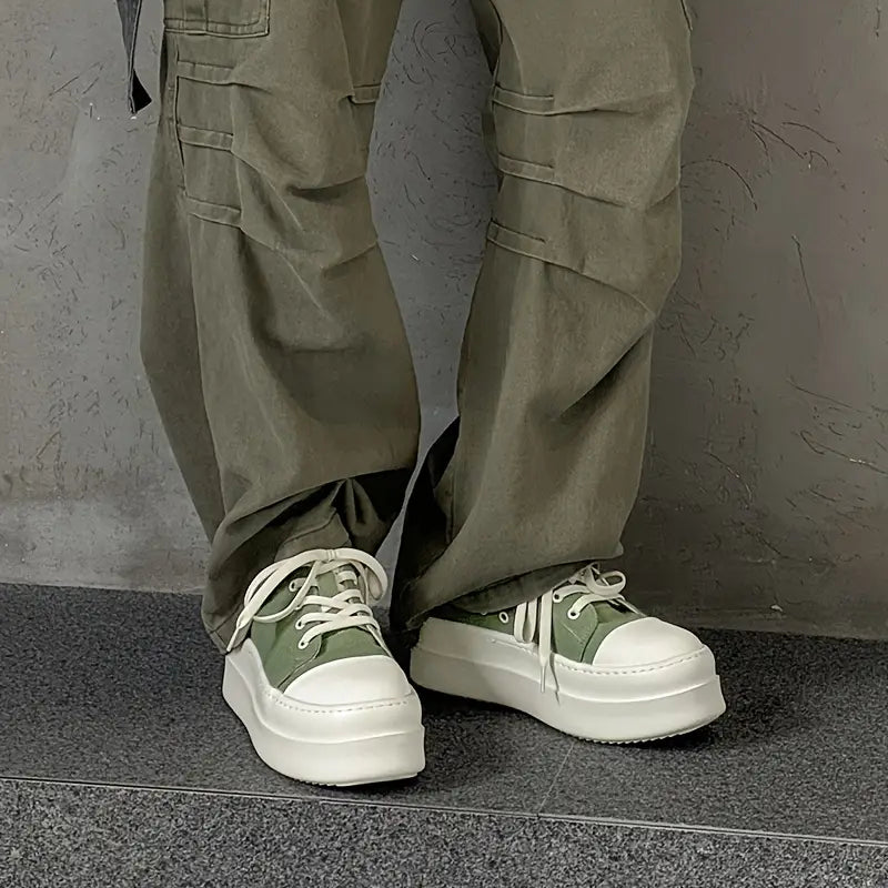 Men's Mint Green Low-Top Sneakers – Lightweight Lace-Up, EVA Insole, Non-Slip Sole, Casual & Office