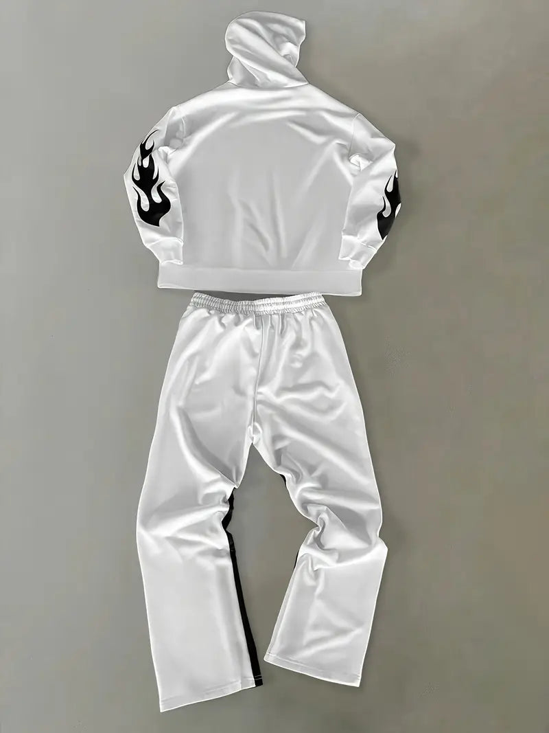 Men’s Streetwear Hoodie Set – Geometric Print Sweatshirt & Joggers – Urban Casual Outfit