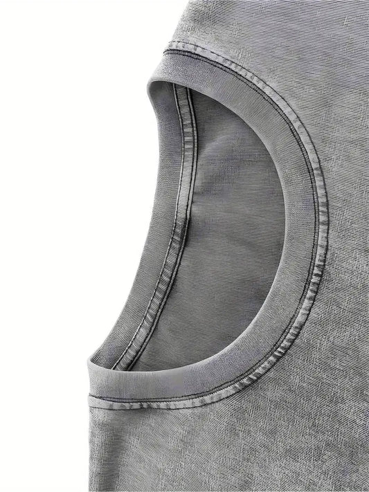 Men's Washed Skull Print T-Shirt 230g Cotton Loose Fit Round Neck Short Sleeve Retro Streetwear Tee