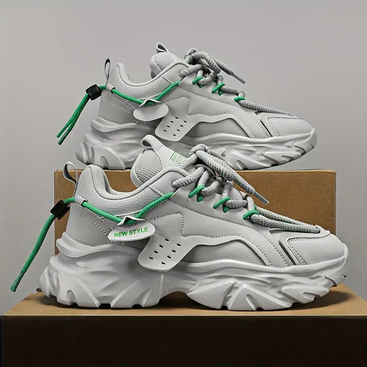 Men’s Lightweight Shock-Absorbing Running Shoes – Thick Cushioned Sole, Breathable EVA Insole, Height Boost & Durable Synthetic Upper