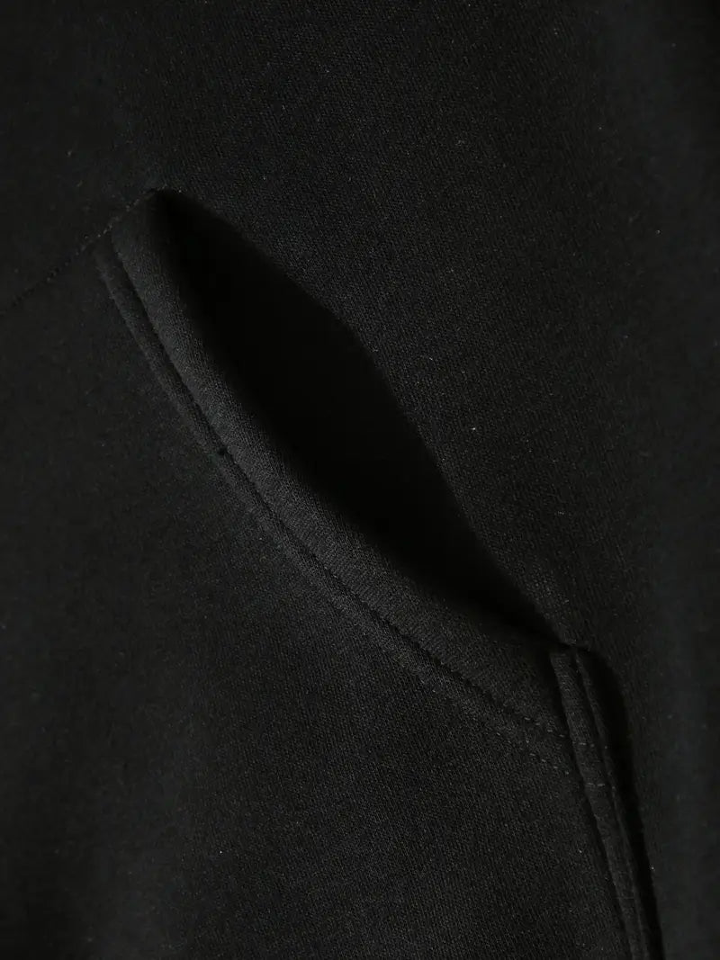 Men's Oversized Zip-Up Hoodie "BACKIN TIME" Print Cotton Blend Velvet Lined Streetwear Sweatshirt