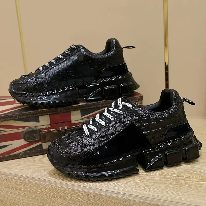 European Men’s Fashion Trend Sneakers – Low-Top Lace-Up Casual Shoes with PU/Fabric Upper & Cushioned PVC Sole for Business, Leisure & Everyday Wear