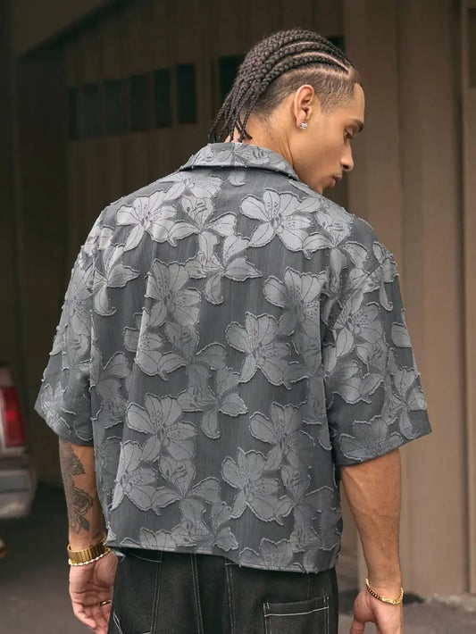 Men's Non-Stretch Button-Up Shirt Loose Fit Streetwear Blouse Machine Washable for Casual Formal Wear