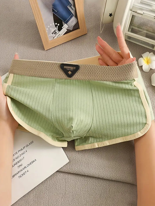 3pcs Men's Boxer Briefs – Breathable Stretch Underwear, Geometric Pattern, Elastic Waistband