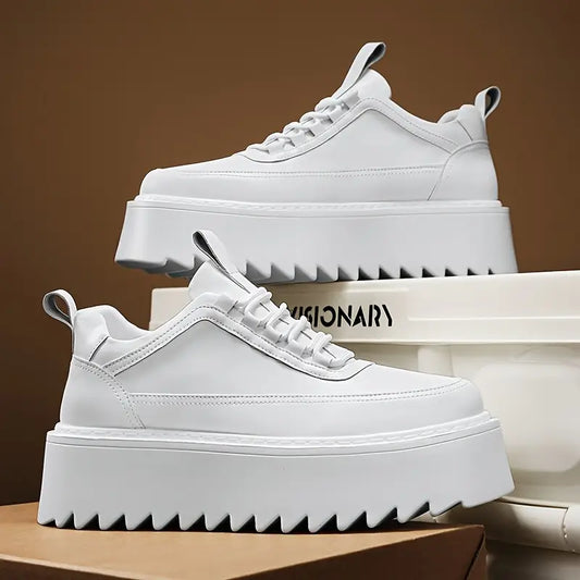 Men’s Trendy Thick-Soled Height-Increasing Sneakers – PU & Fabric Upper with Cushioned PVC Sole, Casual Sports Shoes for Everyday Style