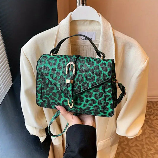 Vintage Leopard Print Crossbody Bag – Adjustable Strap, Golden Hardware, Canvas Material Red (Blue) (White) (Yellow)