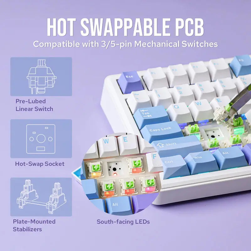 Mechanical Gaming Keyboard with TFT Screen and Rotary Knob, Gasket Mount, Hot-Swappable Pre-Lubed Linear Switches, RGB Backlit, Compact Gaming (Copy)