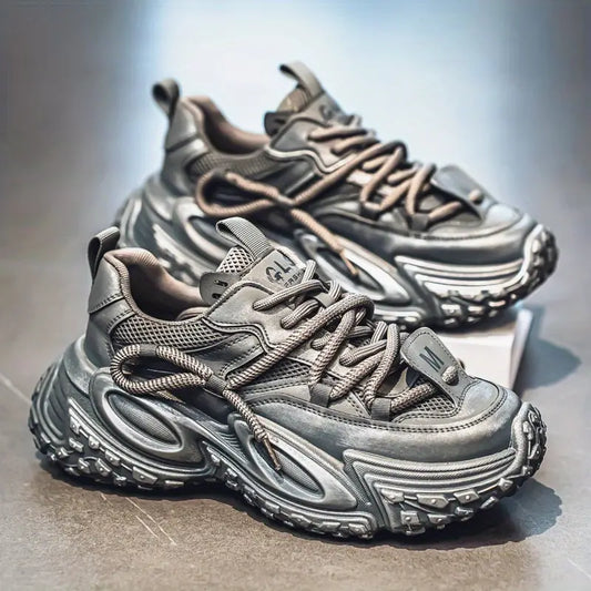 Men’s All-Season Breathable Mesh Casual Sneakers – Low-Top Lace-Up Shoes with Cushioned Rubber Sole, Versatile for Everyday Wear