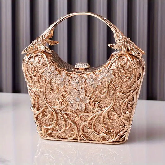 Handmade Luxury Floral Clutch Bag – Elegant Fabric Evening Tote with Buckle Closure, Perfect for Weddings, Dances & Formal Events