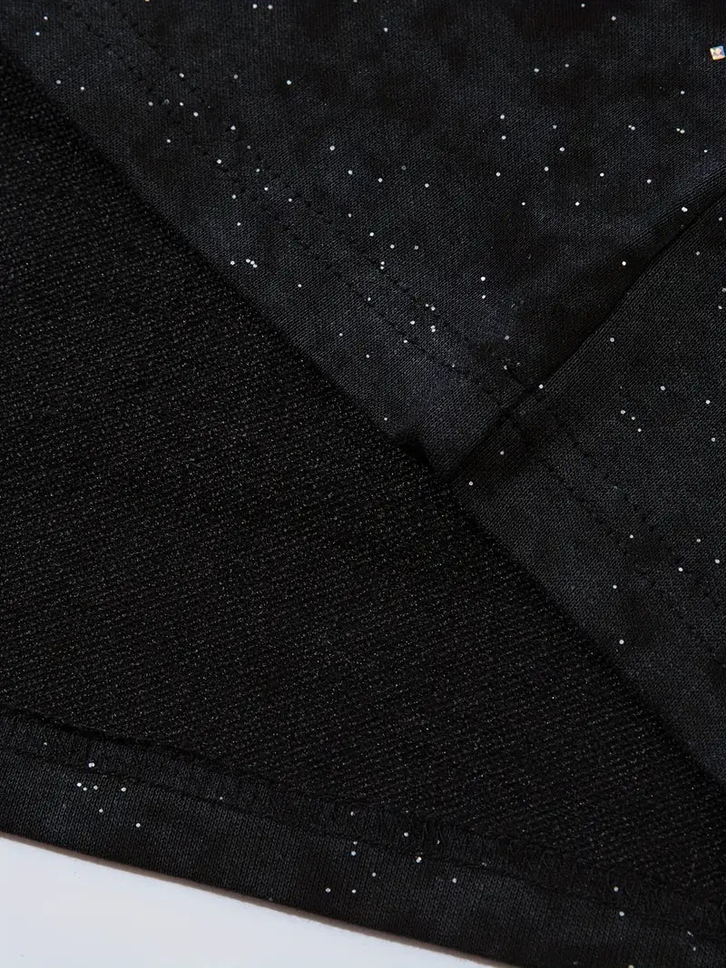 Men's Black Starry Sky T-Shirt Short Sleeve Regular Fit Round Neck Geometric Print for Gym & Daily Wear