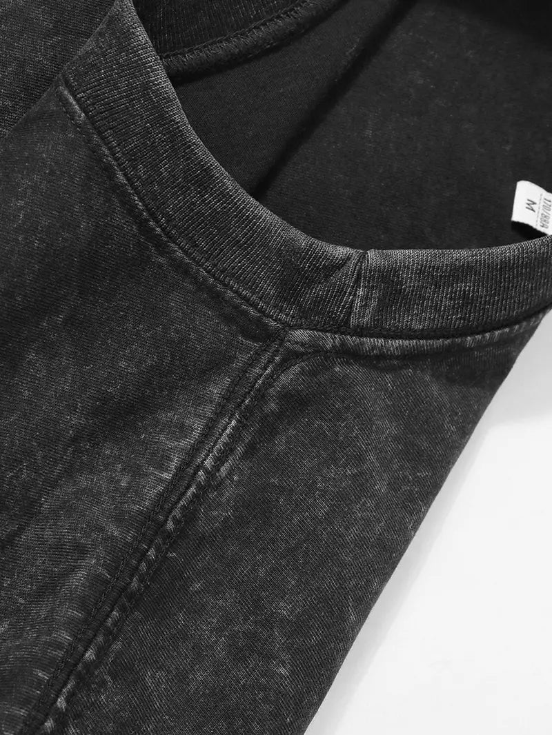 Men's Gothic Skull & Stars Print Set Washed Cotton T-Shirt and Shorts Combo Casual Outdoor Streetwear