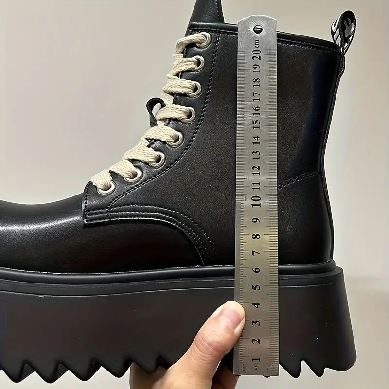 Men's Chunky Retro Boots – Height Boost, Side Zipper, Lace-Up, Thick Sole Streetwear Ankle Footwear