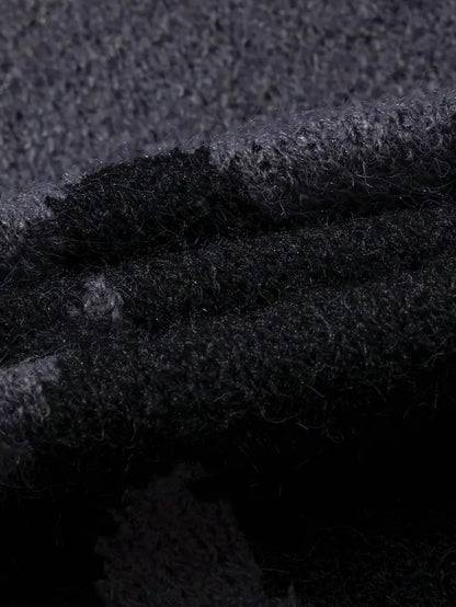 Men's Button Lapel Sweater – Alphabet Print, Long Sleeve Pullover, Casual Knitwear for Fall/Winter