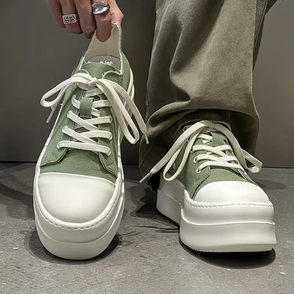 Men's Mint Green Low-Top Sneakers – Lightweight Lace-Up, EVA Insole, Non-Slip Sole, Casual & Office