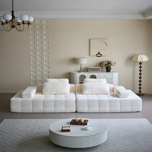 110.24" U-Shaped Modular Sofa – Striped Corduroy, 4-Seater Sectional with Cushions & Armrests