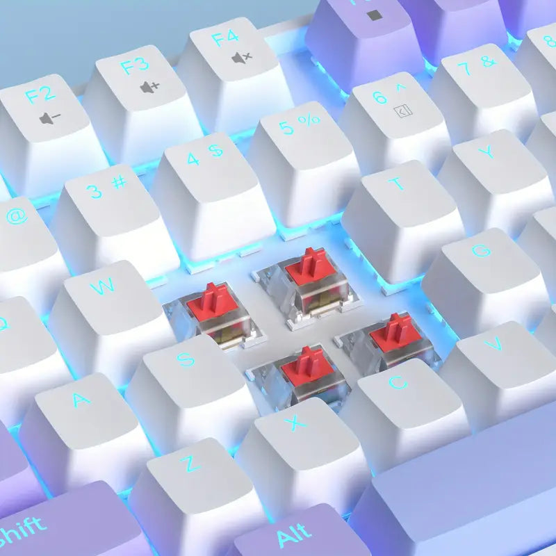 MageGee 87-Key TKL Mechanical Gaming Keyboard – Vibrant Color Clash, Red Linear Switches, Blue Backlit