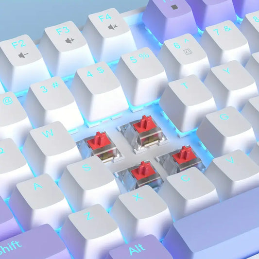 MageGee 87-Key TKL Mechanical Gaming Keyboard – Vibrant Color Clash, Red Linear Switches, Blue Backlit