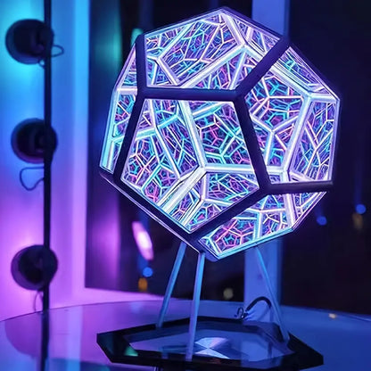 Infinite Dodecahedron RGBW Light – 3D Mirror Cube Lamp for Gaming Room, Desk Setup & Ambient Decor