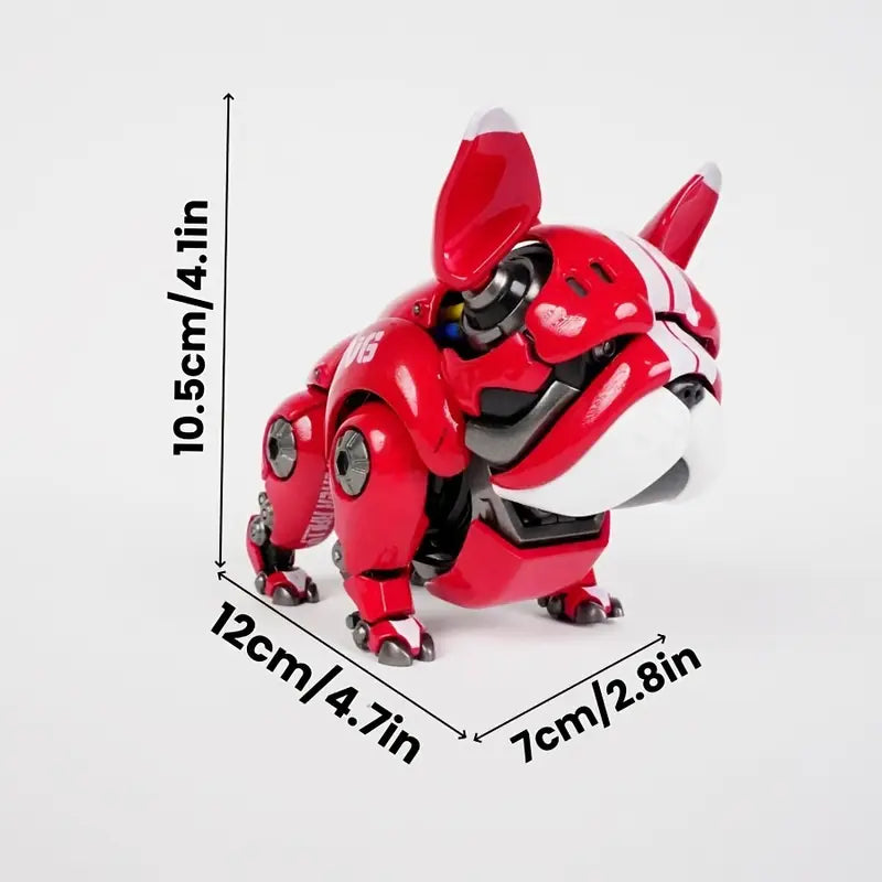 French Bulldog Mechanical Dog Figurine with Gears Moving Mechanism Futuristic Design with Expressive Eyes Poseable Limbs Premium Desktop Decor Collectible Gift for Men Birthday