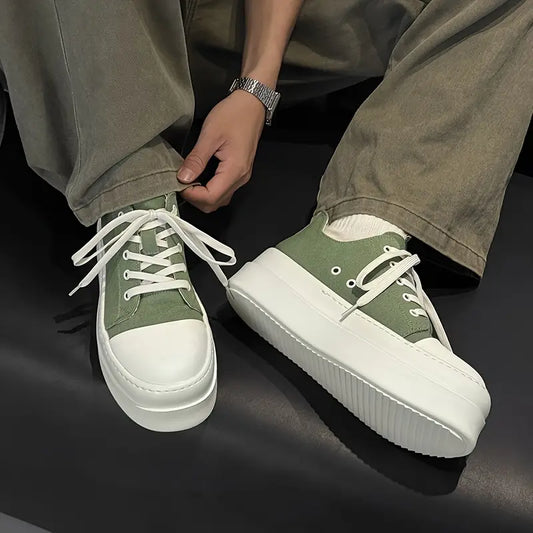 Men's Mint Green Low-Top Sneakers – Lightweight Lace-Up, EVA Insole, Non-Slip Sole, Casual & Office