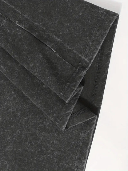 Men's Vintage Washed Cotton T-Shirt Drop Shoulder Loose Fit Round Neck Short Sleeve Retro Streetwear