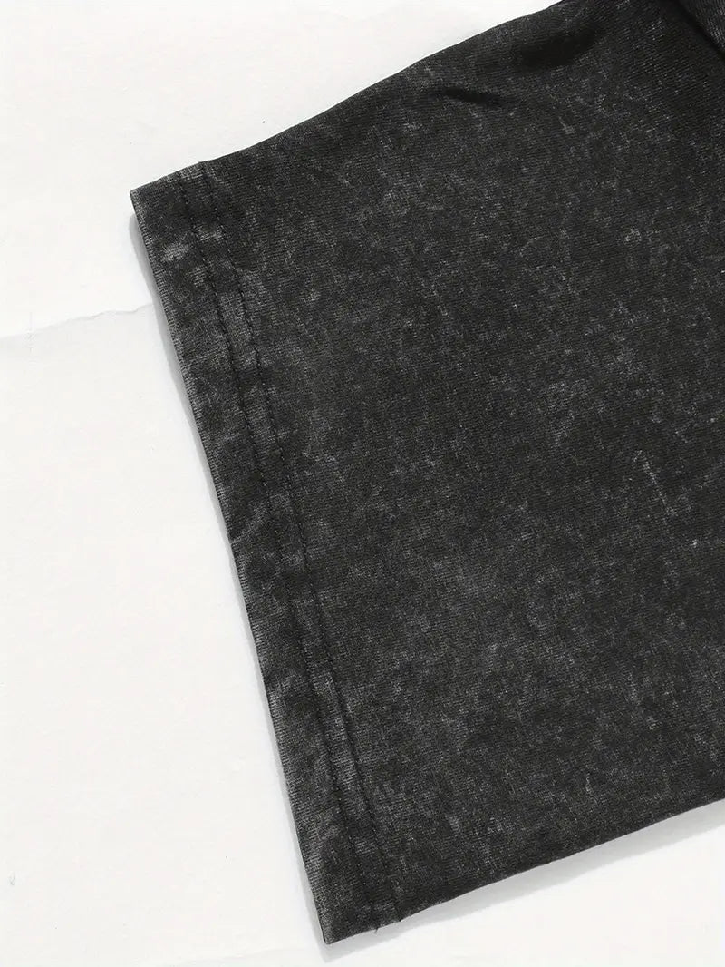 Men's Printed Apparel Combo Mysterious Face & Abstract Design Washed Cotton T-Shirt and Shorts Set Streetwear