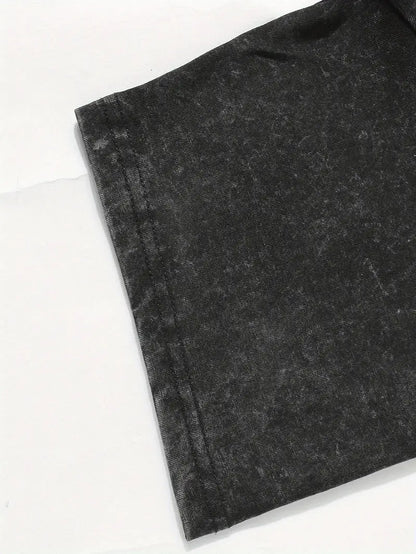 Men's Printed Apparel Combo Mysterious Face & Abstract Design Washed Cotton T-Shirt and Shorts Set Streetwear