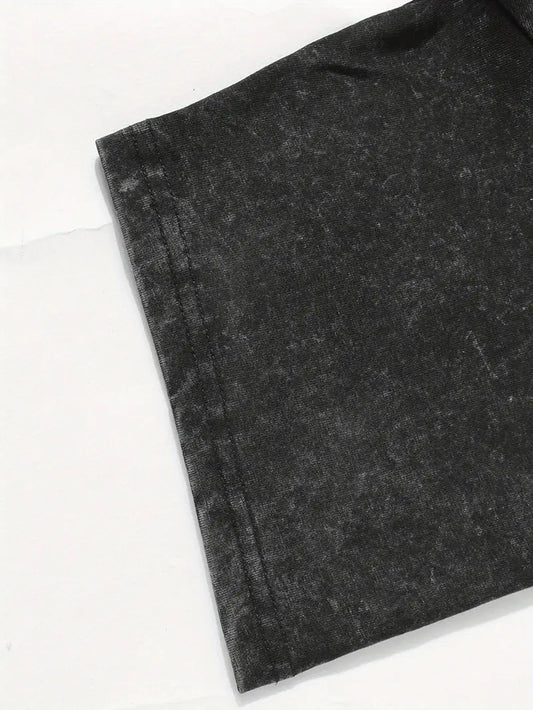 Men's Printed Apparel Combo Mysterious Face & Abstract Design Washed Cotton T-Shirt and Shorts Set Streetwear