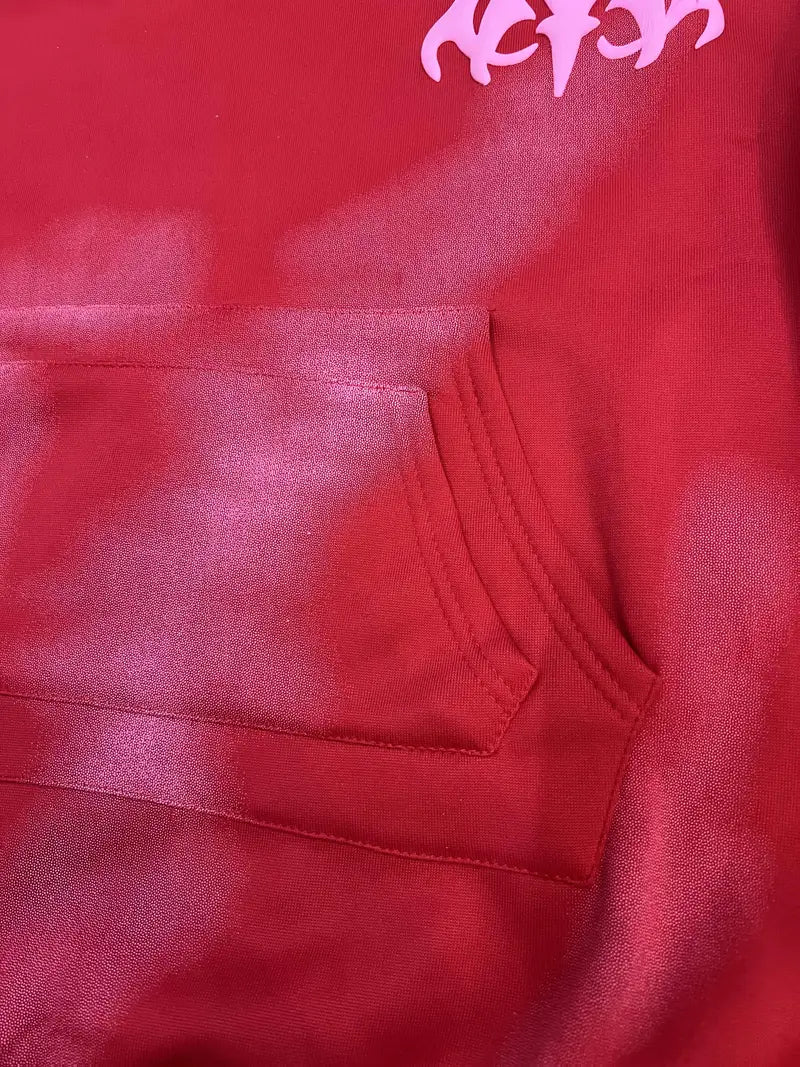 Unisex Oversized Y2K Streetwear Hoodie Flame Letter Print Gradient Red Pullover for Men & Women