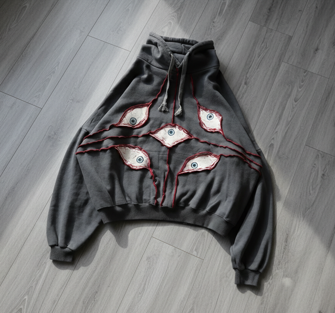 Women's Y2K Printed Hoodie with Off-Shoulder Design Ribbed Cuffs and Hem Casual Streetwear Jersey Fabric