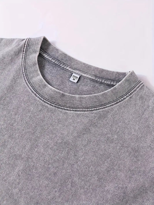 Men’s Washed Cotton Sleeveless Vest – Statue of Liberty & NYC Skyline Print, 230GSM Relaxed Fit Tank Top