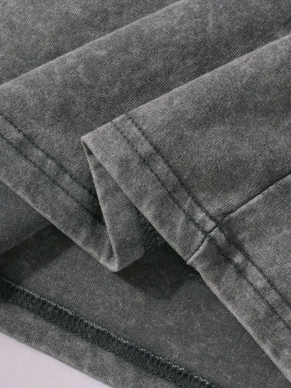 Men's Vintage Monaco Racing Graphic T-Shirt Heavyweight Cotton Loose Fit Washed Finish Short Sleeve Tee Grey