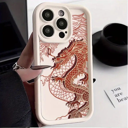 Stylish Dragon Cake Bamboo Pattern Phone Case – Anti-Fouling Silicone Cover for iPhone 11–16 Series