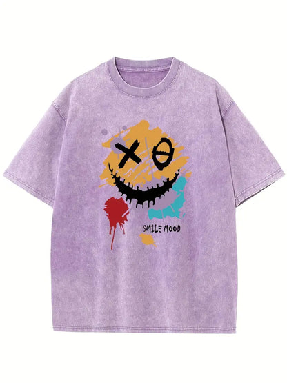 Men's Vintage Washed Cotton T-Shirt Drop Shoulder Loose Fit Round Neck Short Sleeve Retro Streetwear