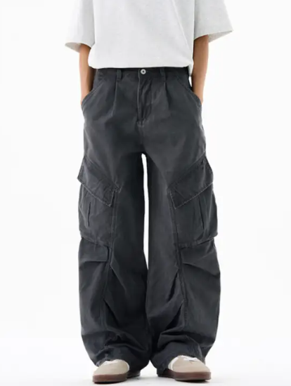 Men’s Cargo Pants – Loose Fit Draped Trousers with Large Pockets, Retro Streetwear Style Ger