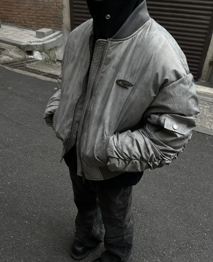 Men's Wasteland Style Bomber Jacket Heavy-Duty Multi-Pocket Flight Coat Padded Loose Fit for Cold Weather