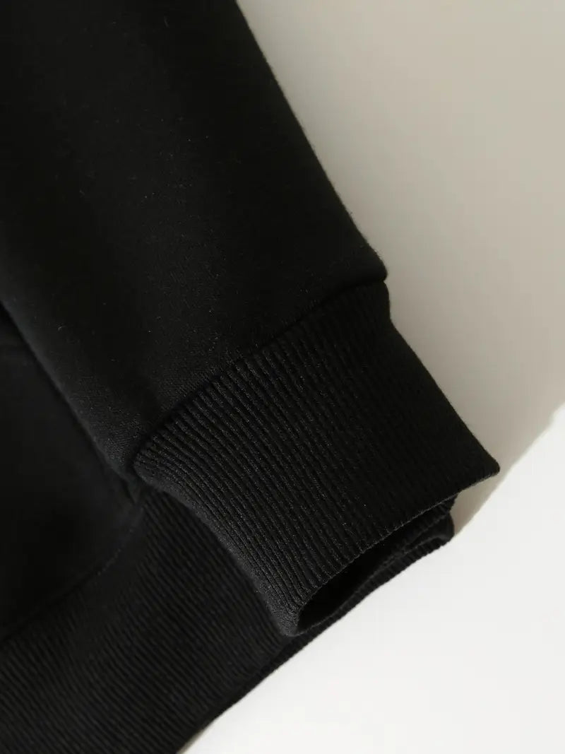 Men's Oversized Zip-Up Hoodie "BACKIN TIME" Print Cotton Blend Velvet Lined Streetwear Sweatshirt