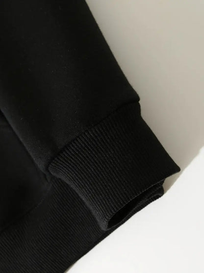 Men's Oversized Zip-Up Hoodie "BACKIN TIME" Print Cotton Blend Velvet Lined Streetwear Sweatshirt