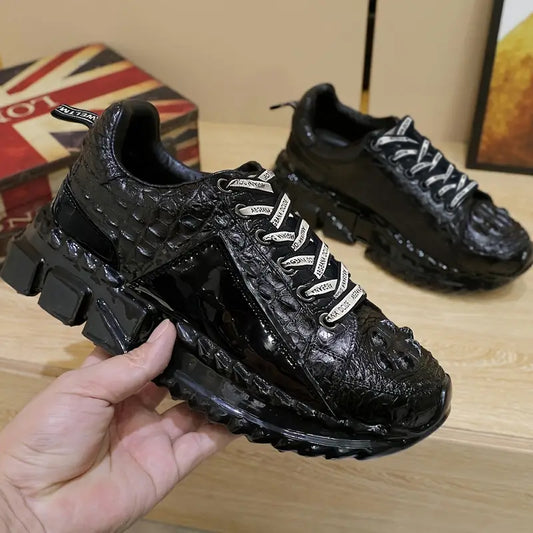 European Men’s Fashion Trend Sneakers – Low-Top Lace-Up Casual Shoes with PU/Fabric Upper & Cushioned PVC Sole for Business, Leisure & Everyday Wear