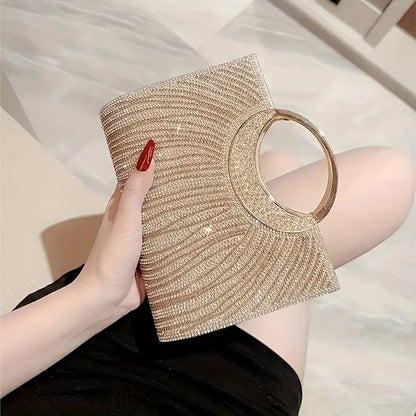 4-Piece Sparkly Dinner Bag & Jewelry Set – Rhinestone Tote, Shoulder Bag, Necklace, Earrings, Bracelet