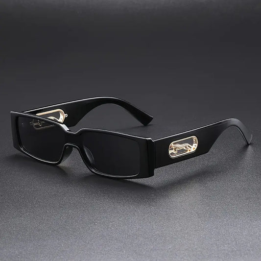Vintage-Inspired Men’s Retro Glasses – Black Metal Frame with Golden-Tone Accents, Decorative PC Lenses for Casual & Formal Wear