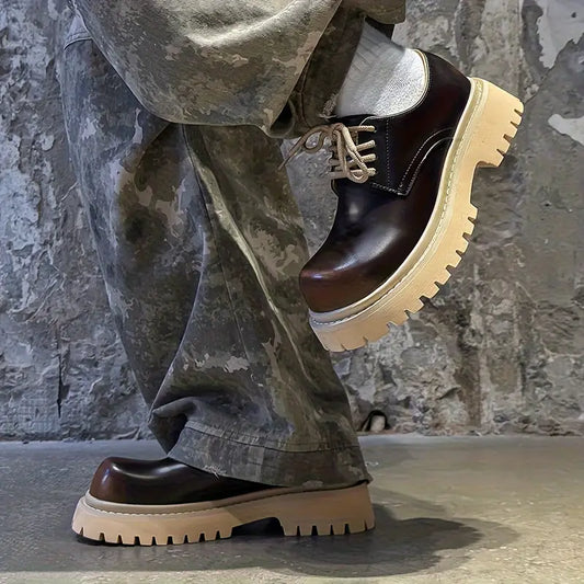 Men's Glossy Lace-Up Shoes – Low-Top, Arch Support, Non-Slip Sole, Multi-Color Casual & Semi-Formal