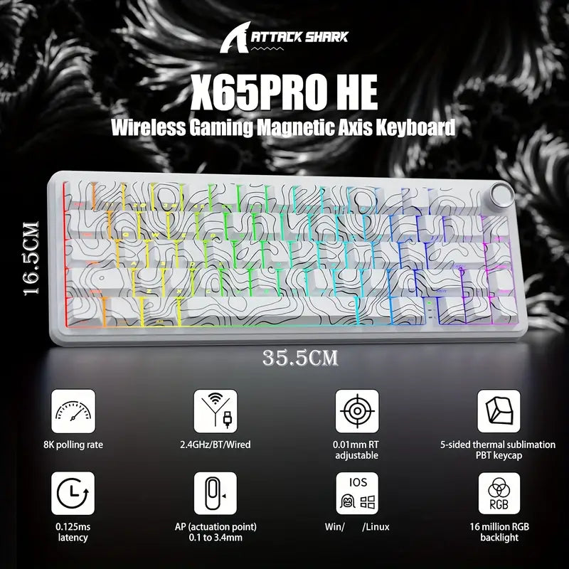 ATTACK SHARK X65PRO HE Magnetic Mechanical Gaming Keyboard – 65% Layout, RGB, 8KHz Polling Rate
