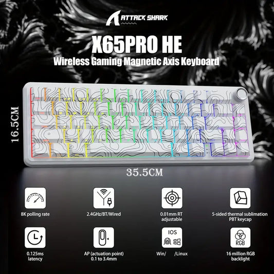 ATTACK SHARK X65PRO HE Magnetic Mechanical Gaming Keyboard – 65% Layout, RGB, 8KHz Polling Rate