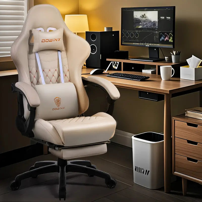 Big & Tall Ergonomic Gaming Chair – Massage Lumbar Support, Adjustable Footrest, Faux Leather, 350lbs Capacity