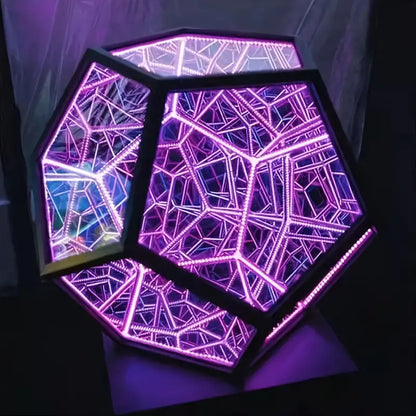 Infinite Dodecahedron RGBW Light – 3D Mirror Cube Lamp for Gaming Room, Desk Setup & Ambient Decor
